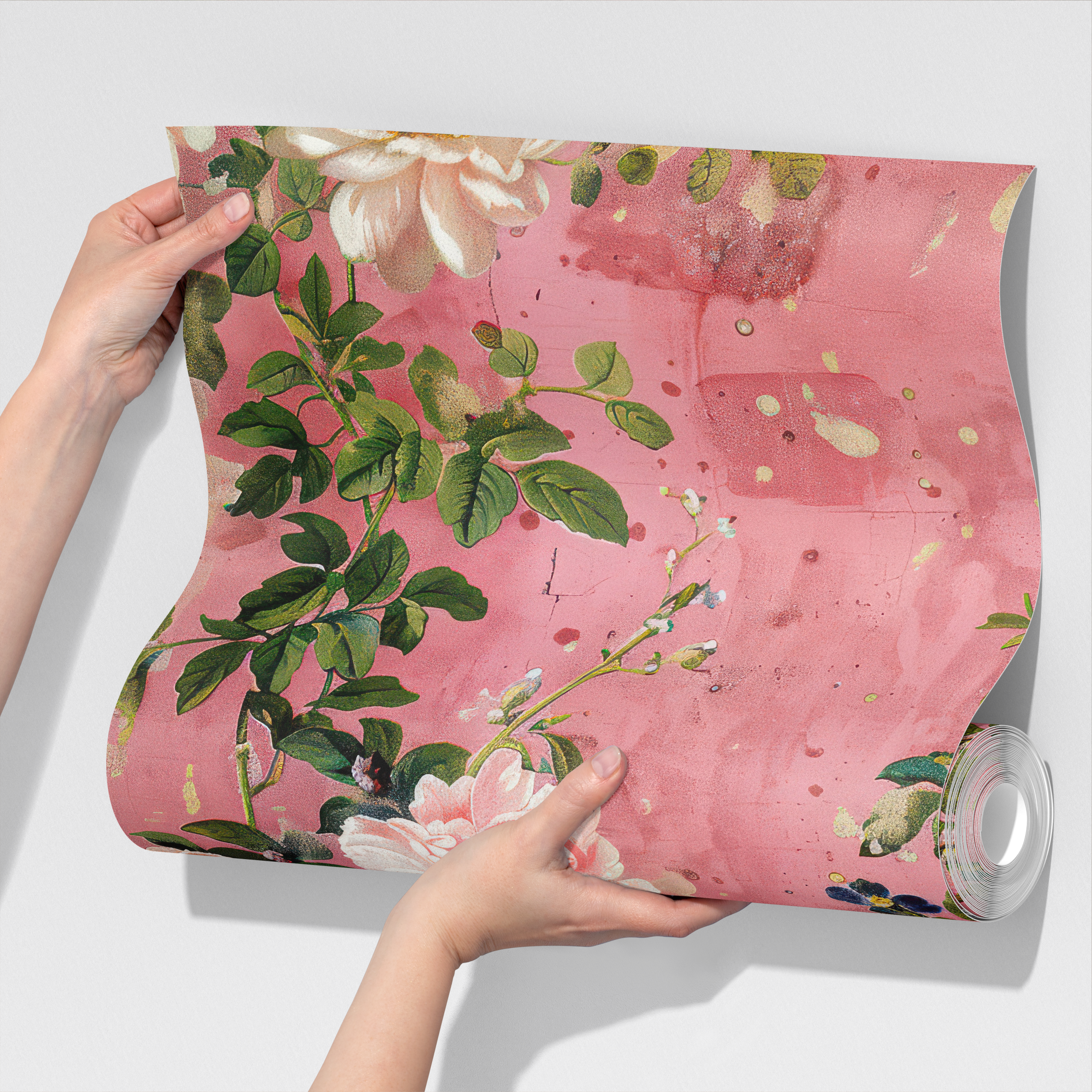 Vintage Pink Floral Wallpaper